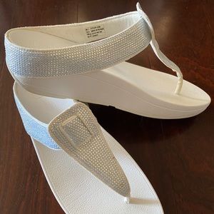 FitFlip sequins white sandals SIZE 9